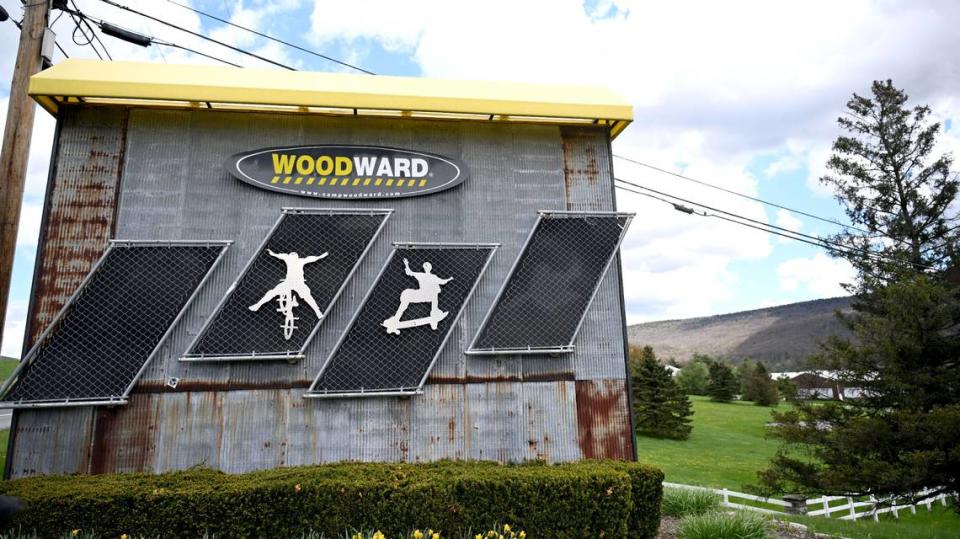 The sign off of Route 45 welcomes athletes to Woodward on Wednesday, April 24, 2024.