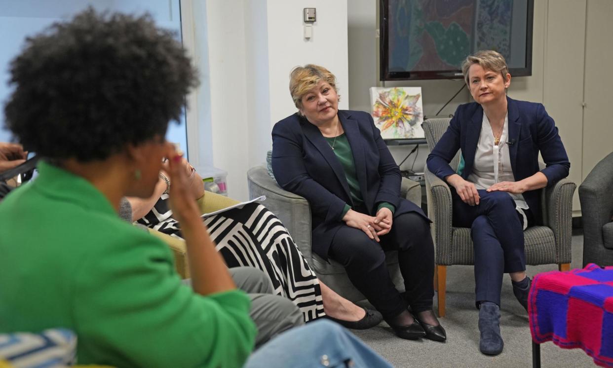 <span>The shadow home secretary Yvette Cooper (right) and the shadow attorney general Emily Thornberry also aim to improve communication between the CPS and police.</span><span>Photograph: Lucy North/PA</span>