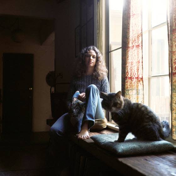 Carole King during her "Tapestry" album cover photo session.