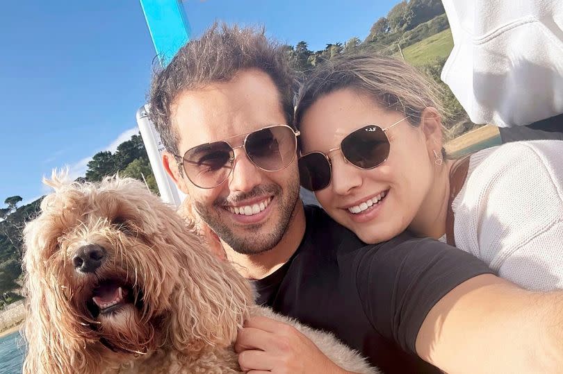 Kelly Brook with Jeremy Parisi's husband and dog Teddy