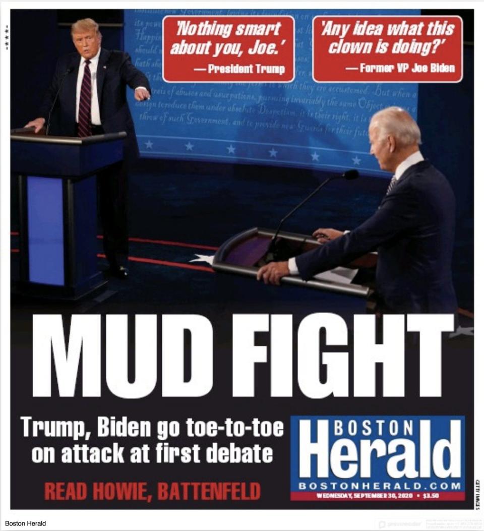 The Boston Herald likened the interaction to a mud fight