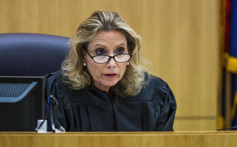 Judge Sherry Stephens in court during the second day of the Jodi Arias penalty retrial on October 22, 2014.