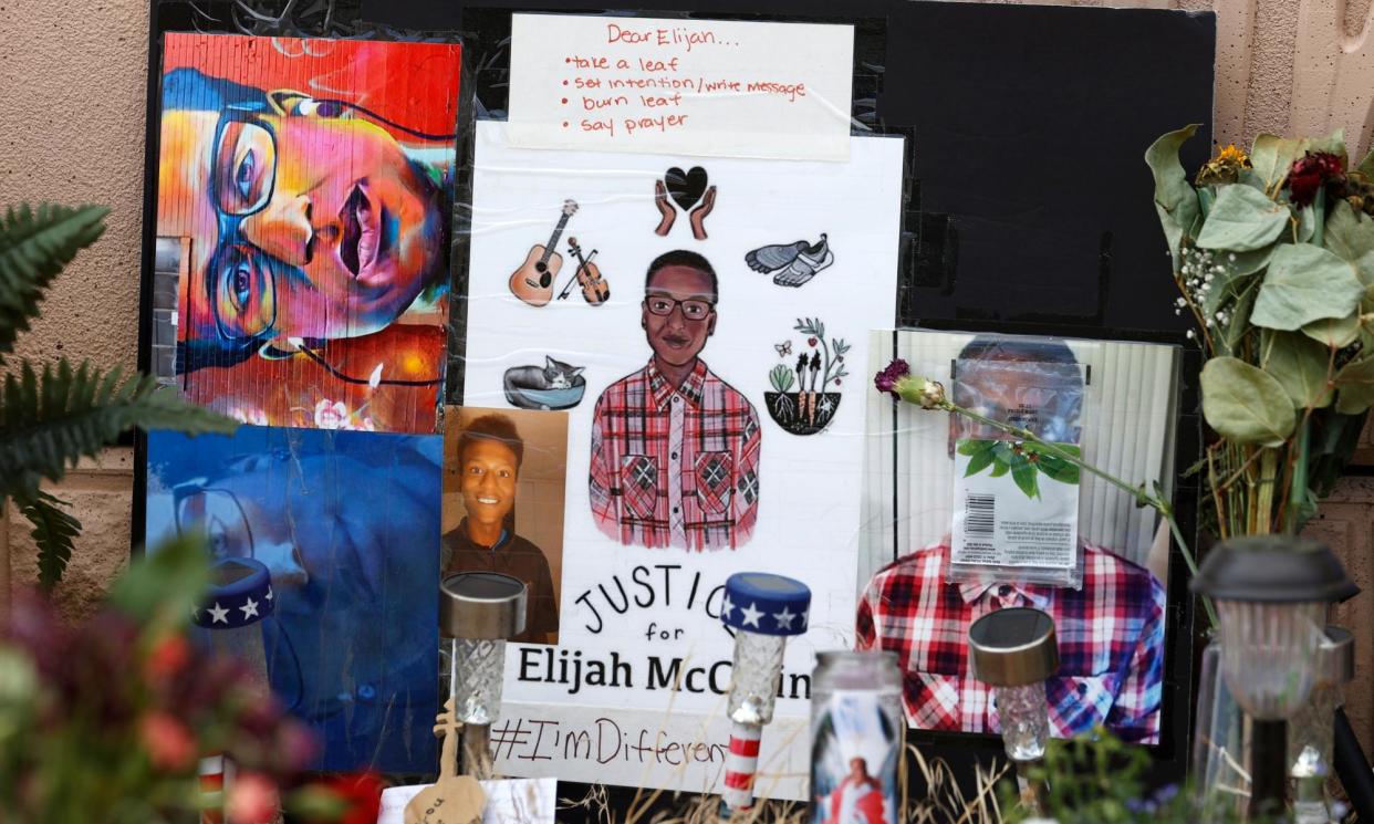 <span>A memorial in Aurora, Colorado to Elijah McClain.</span><span>Photograph: David Zalubowski/AP</span>