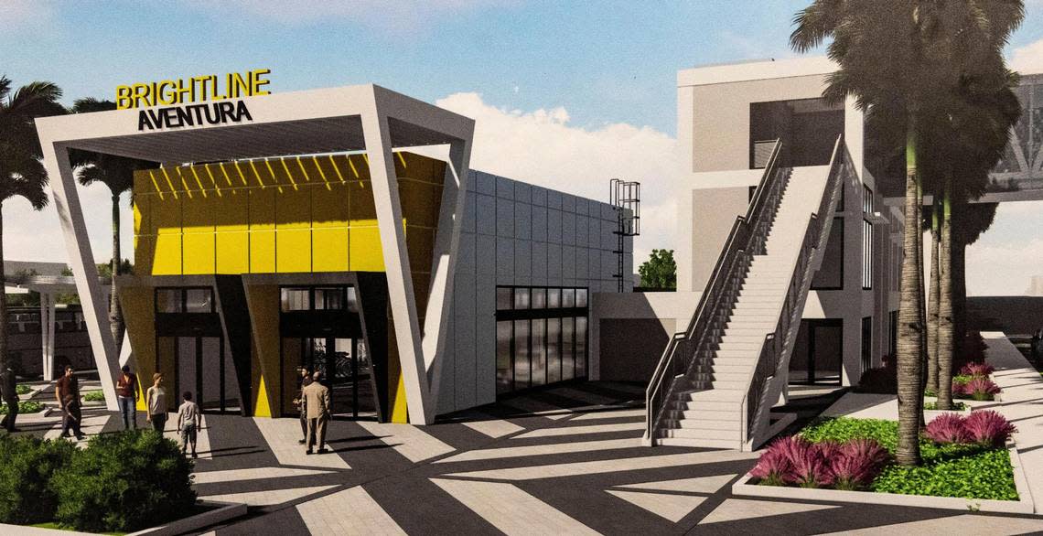 A rendering of the Brightline Aventura station.