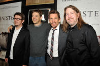 LOS ANGELES, CA - OCTOBER 01: Director/Writer Scott Derrickson, producer Jason Blum, actor Ethan Hawke and co-Writer C. Robert Cargill arrive to the screening of Summit Entertainment's 'Sinister' at Landmark Theatres Regent on October 1, 2012 in Los Angeles, California. (Photo by Angela Weiss/Getty Images)