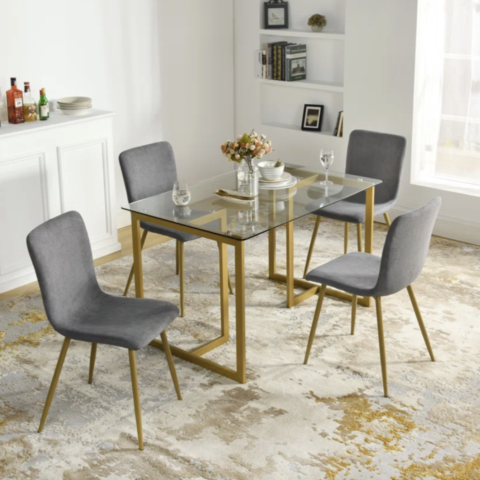 Courseulles Upholstered Sturdy and Breathable Solid Back Dining Chair for Dining Room (Set of 4)