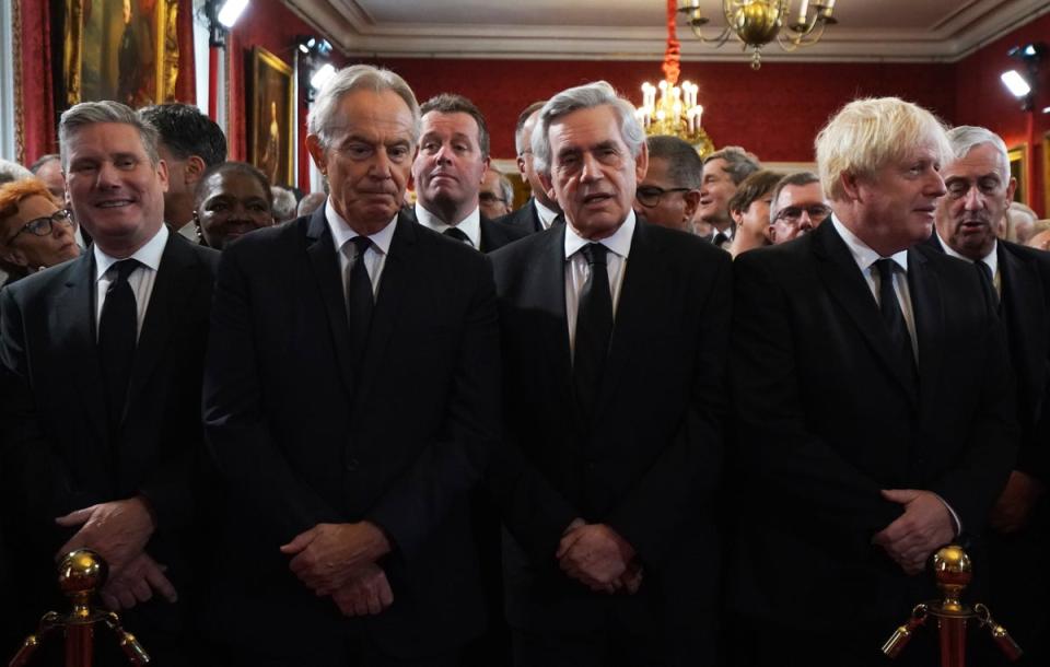 Labour leader Sir Keir Starmer, former Prime Ministers Tony Blair, Gordon Brown and Boris Johnson ahead of the Accession Council ceremony at St James’s Palace (Kirsty O’Connor/PA) (PA Wire)