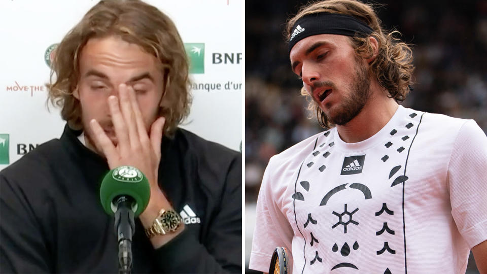 Stefanos Tsitsipas se fue llorando después de ser eliminado del Abierto de Francia.