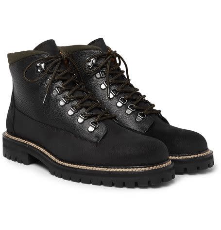 Jacques Shearling-Lined Waterproof Waxed-Suede & Full-Grain Leather Boots