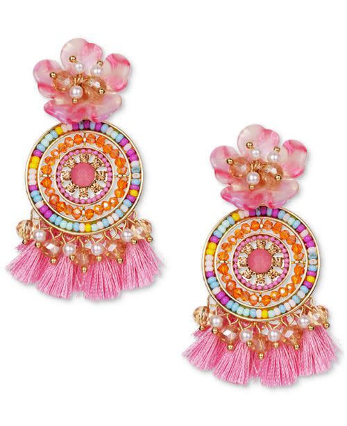 INC International Concepts Gold-Tone Flower and Tassel Earrings