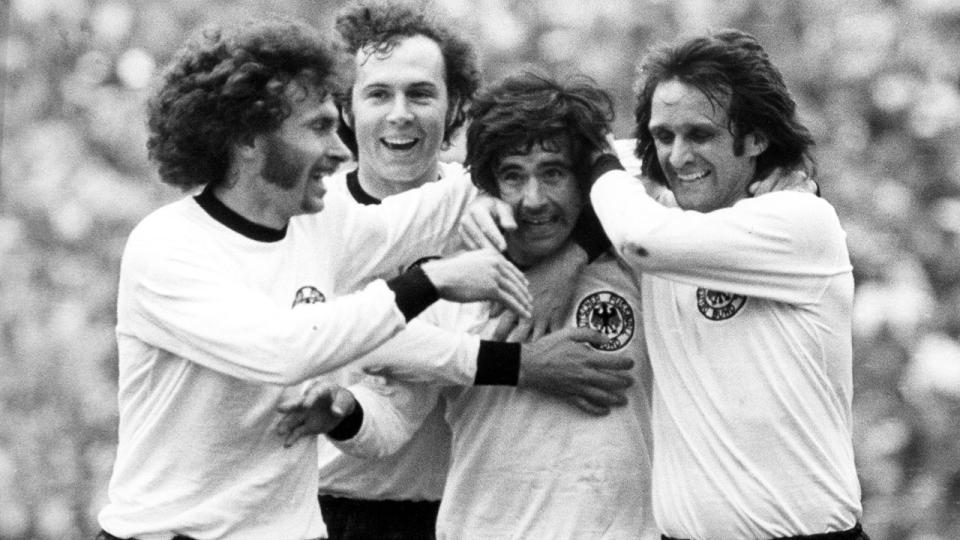 Pictured here, Gerd Muller celebrates with West Germany teammates at the 1974 World Cup. 