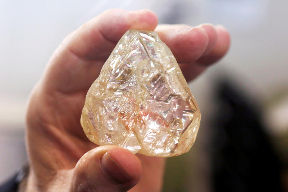 A 709-carat diamond, found in Sierra Leone and known as the “Peace Diamond”, has sold for $6.5m (REUTERS/Nir Elias)