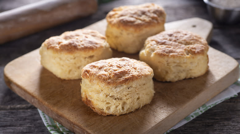 Biscuits on a cutting board