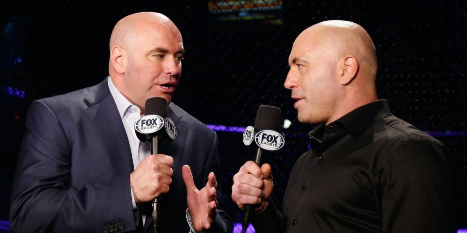 The UFC boss Dana White and commentator Joe Rogan.