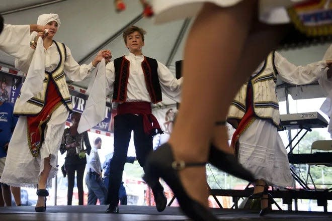 Dancers participate in the 2018 Greek Festival in Fayetteville.