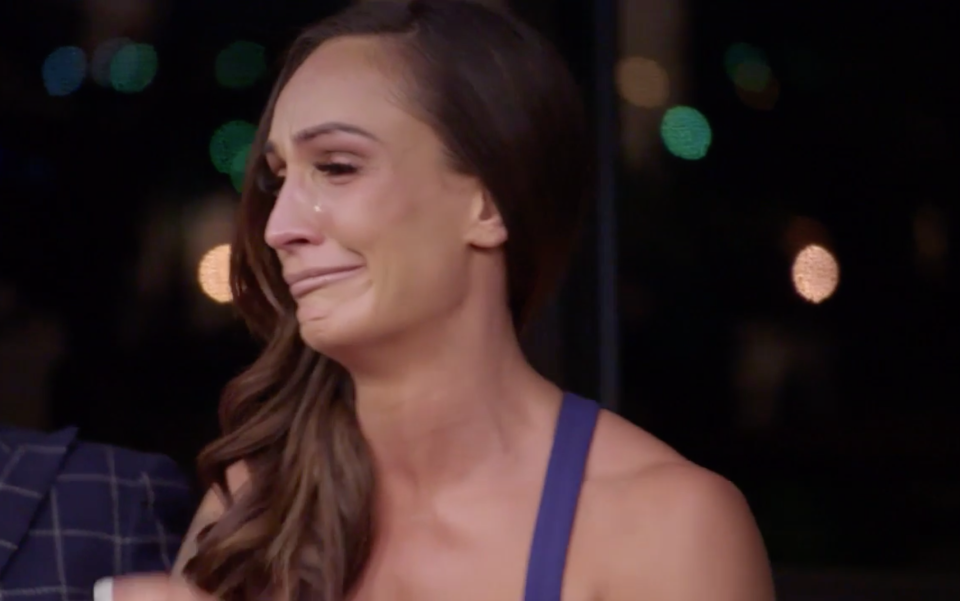 MAFS hayley crying at dinner party 