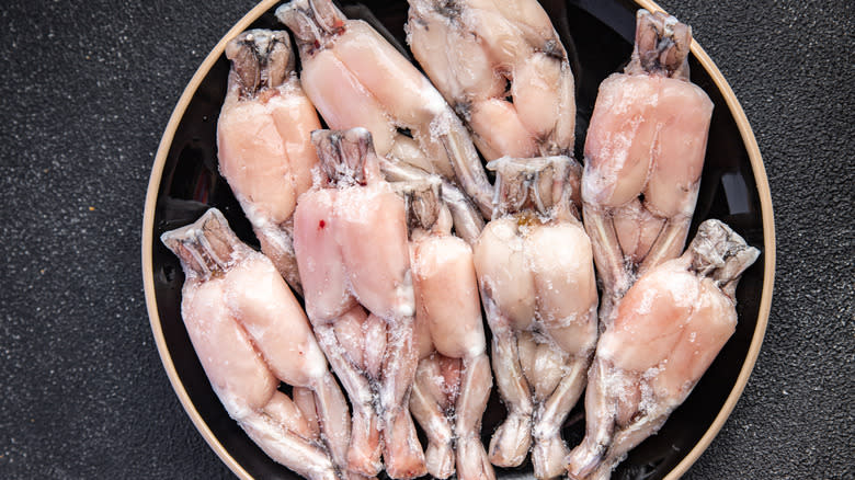 bowl of frozen frog's legs