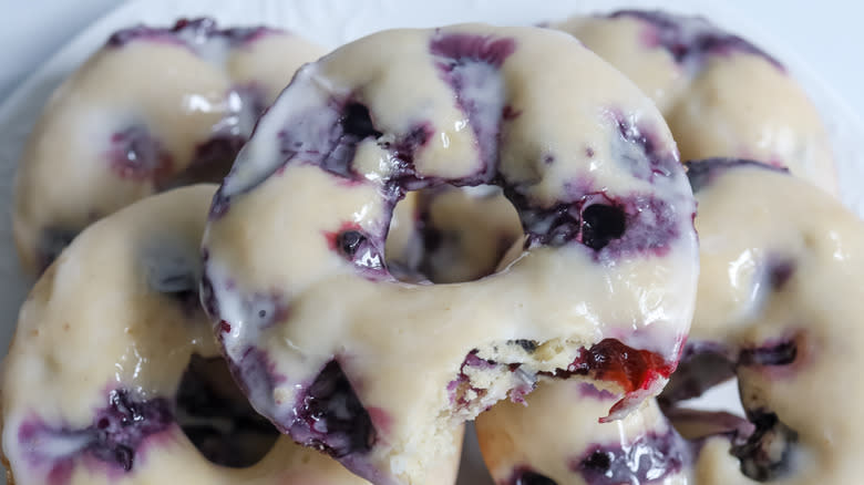 glazed blueberry cardamom donuts