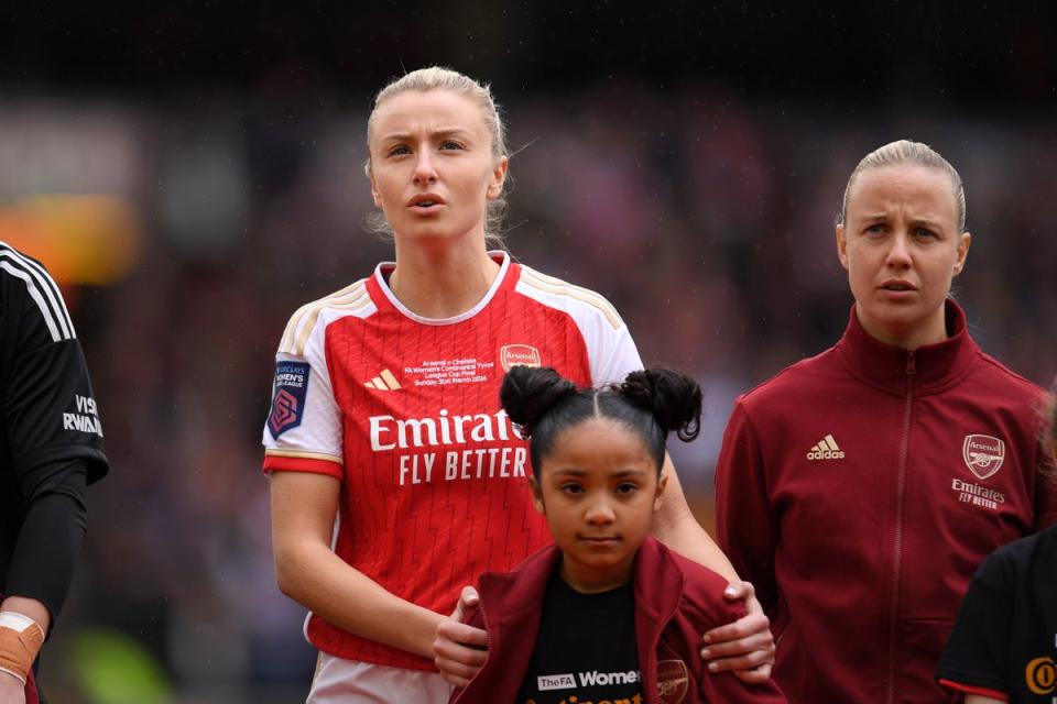 Leah Williamson came off at half time in the Women’s League Cup final (Arsenal FC via Getty Images)