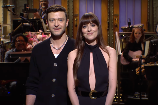 Justin Timberlake and Dakota Johnson on 'SNL.' - Credit: NBC