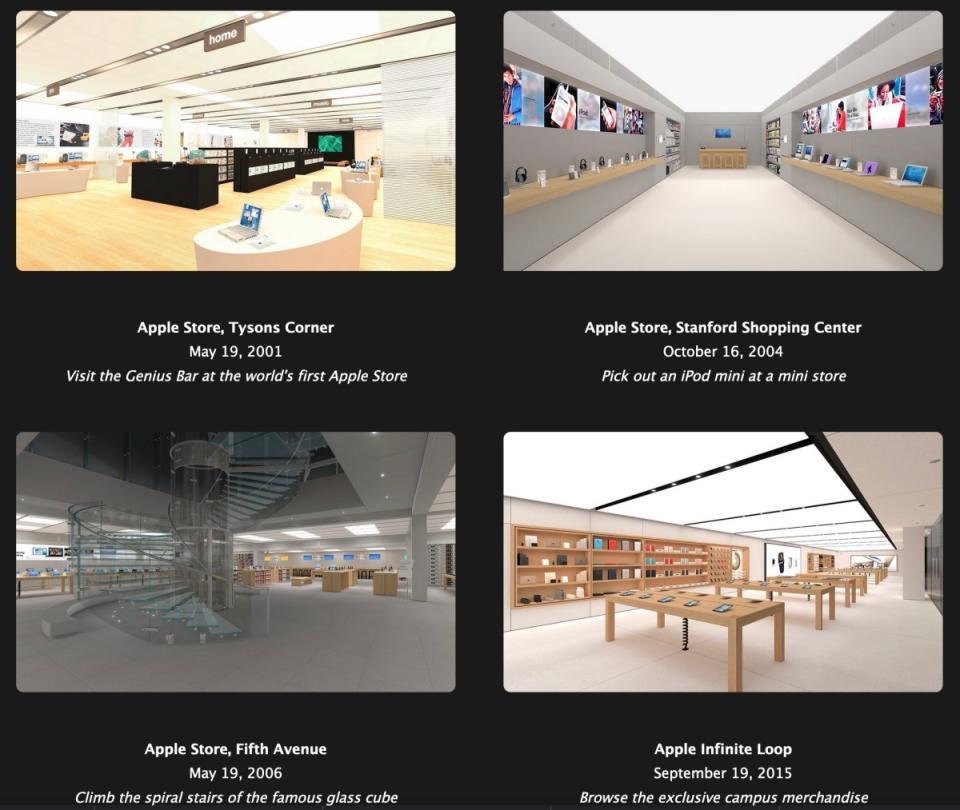 開發者以數位形式建造不同時期啟用、可虛擬遊覽的4間著名Apple Store