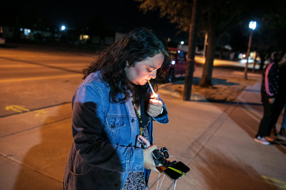 Stephanie Vela Anderson takes a moment after the Big Spring city council passed an ordinance to ban abortion.&nbsp; (Photo: Ilana Panich-Linsman for HuffPost)
