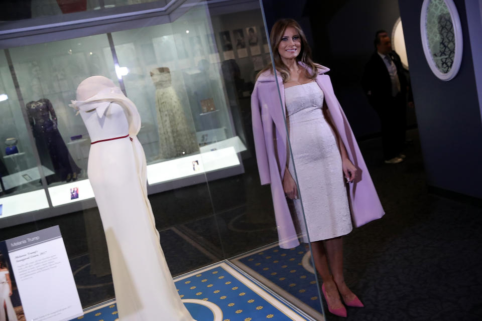 Melania Trump donated her Hervé Pierre inaugural gown to the Smithsonian Institution. (Photo: Getty Images)