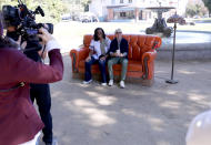 <p>Michelle Obama and Ellen DeGeneres hang out in L.A. while filming <em>The Ellen DeGeneres Show</em> on May 18. </p>