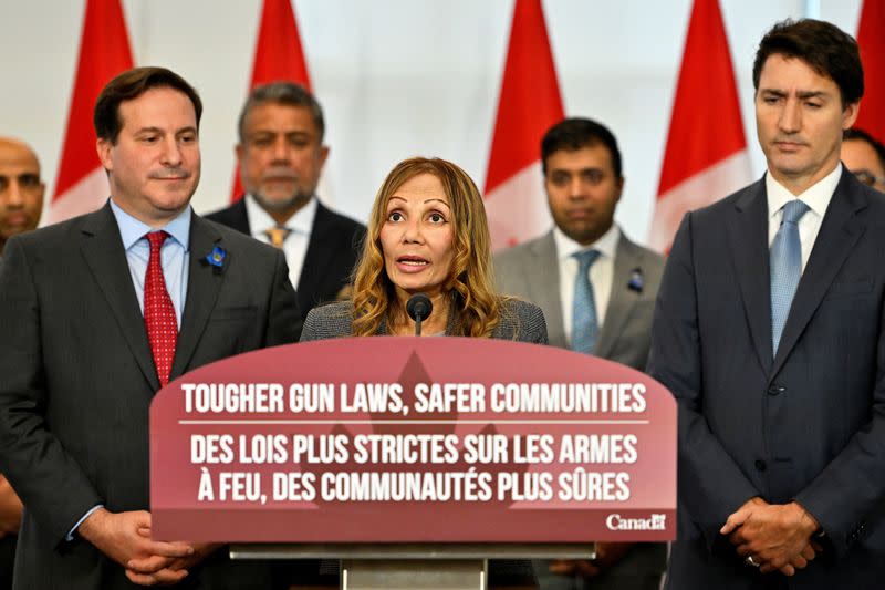 Canada's Prime Minister Justin Trudeau holds a press conference in Surrey, British Columbia