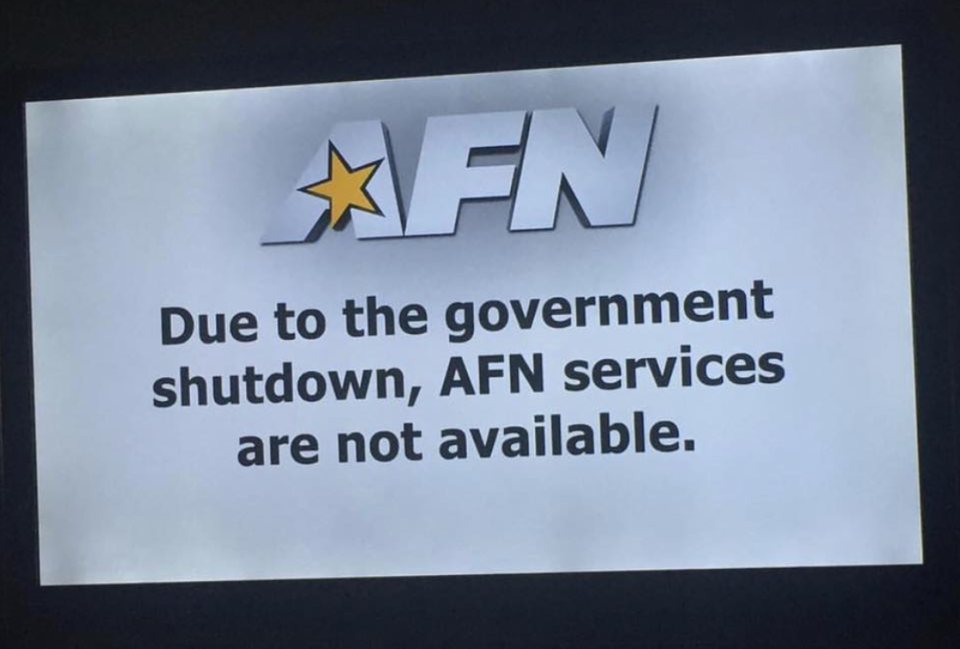 The American Forces Network is unavailable due to the government shutdown. (Photo: @soju_warrior on Twitter)