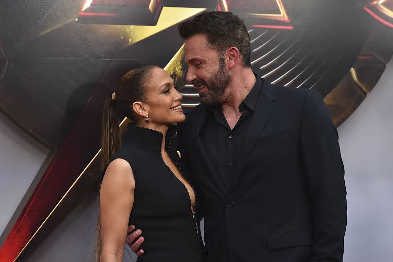 Jennifer Lopez, left, and Ben Affleck arrive at the premiere of "The Flash" on Monday, June 12, 2023