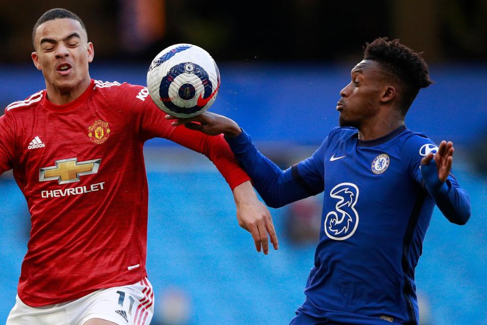 <p>Manchester United appealed for handball against Callum Hudson-Odoi at Stamford Bridge</p> (Getty Images)