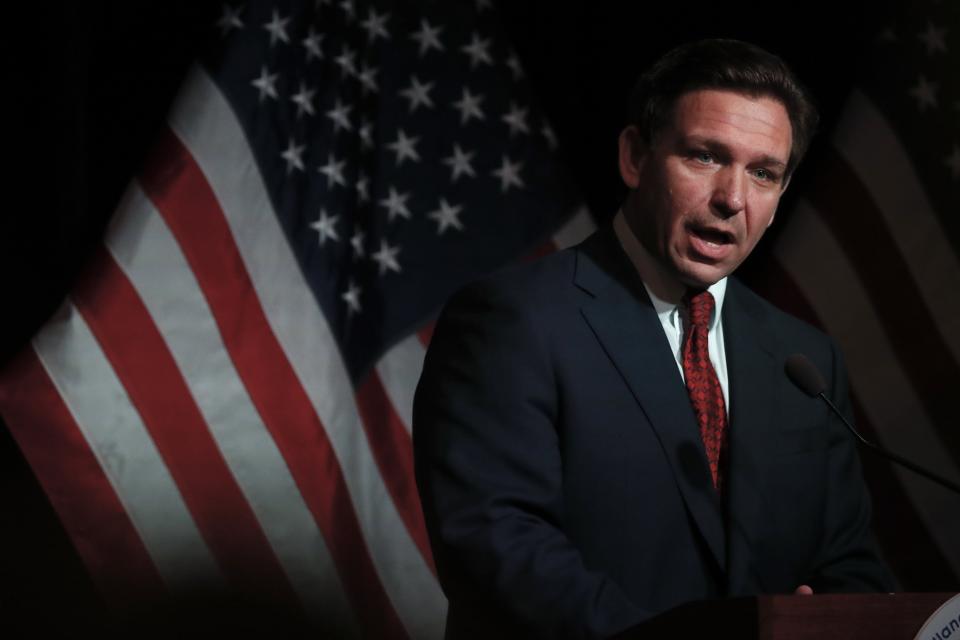 Florida Gov. Ron DeSantis at the Midland County Republican Party Dave Camp Spring Breakfast on April 6