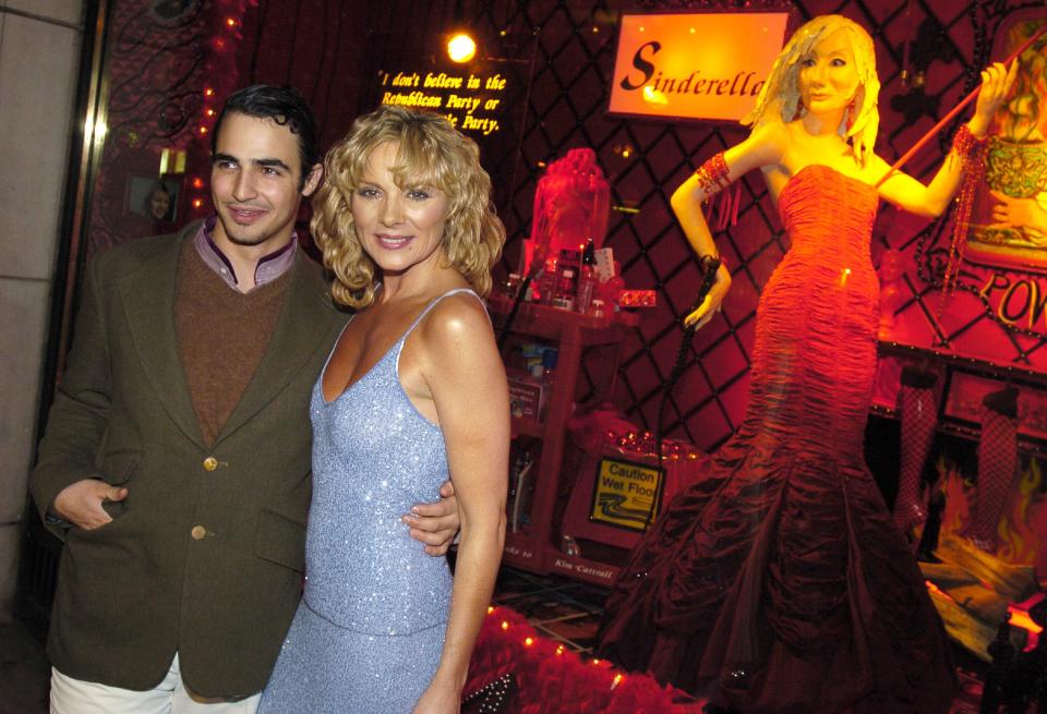 Zac Posen and Kim Cattrall at the unveiling of Sex and the City-themed holiday windows in 2003