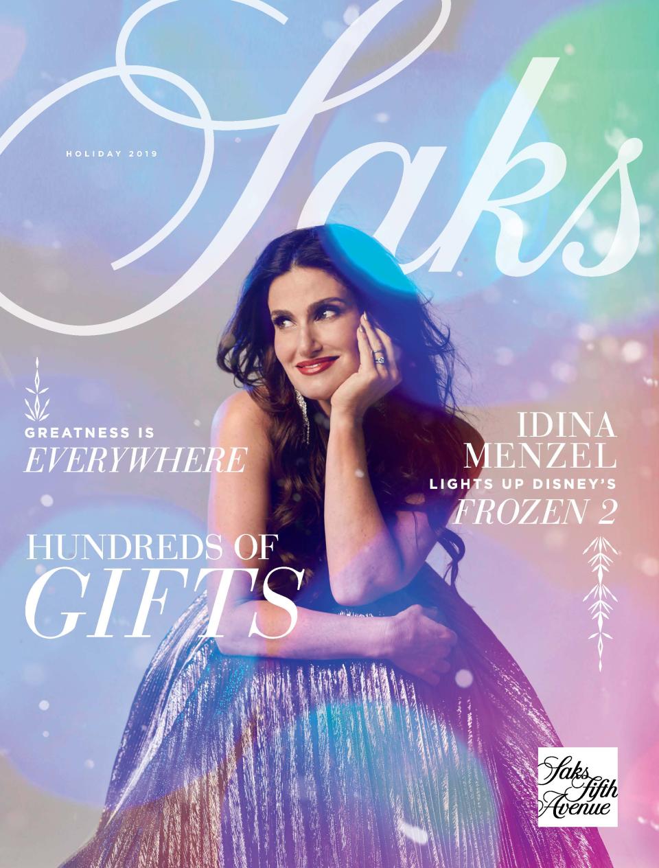 Saks is featuring "Frozen" star Idina Menzel on its holiday catalog. (Photo: Saks Fifth Avenue)