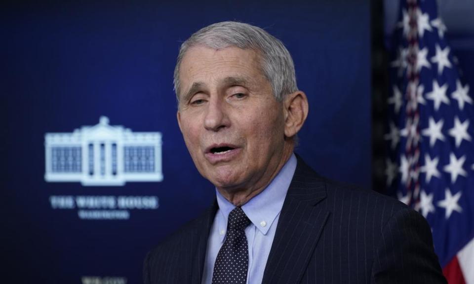 Anthony Fauci, who experienced technical difficulties during the virtual briefing, said coronavirus cases remained ‘extraordinarily high’.