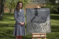 Britain's Kate, the Duchess of Cambridge visits the newly opened "Magic Garden" at Hampton Court Palace, west of London, Britain, May 4, 2016. REUTERS/Richard Pohle/Pool