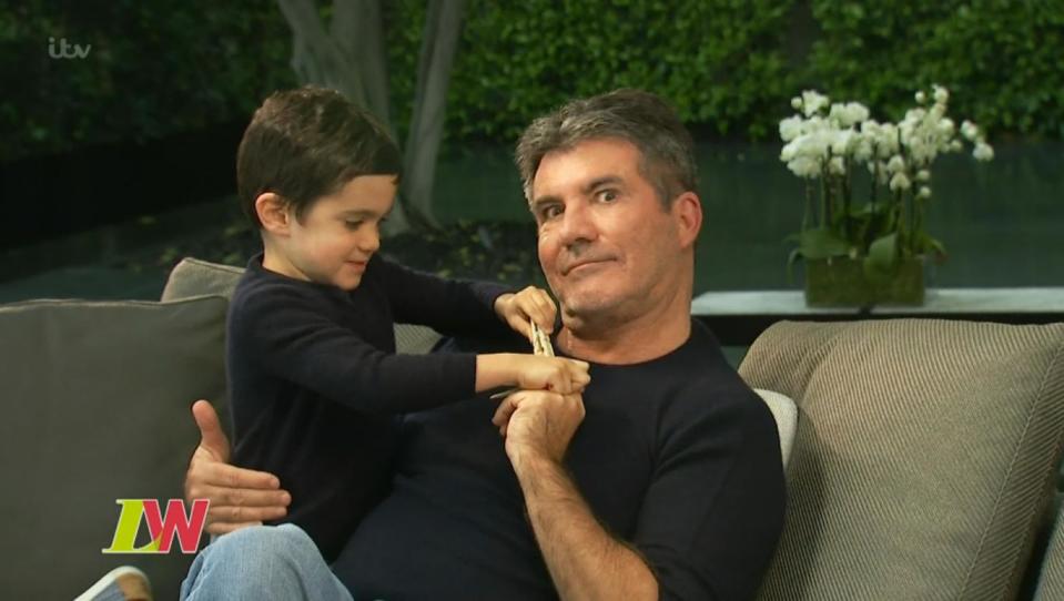 Mini Cowell: Simon and his son Eric were on Loose Women earlier this month (ITV)