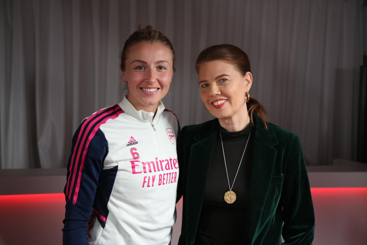 Leah Williamson and Nuala McGovern