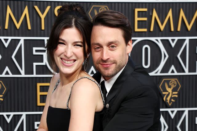 <p>Kevin Mazur/Getty</p> Jazz Charton and Kieran Culkin attend the 75th Primetime Emmy Awards at Peacock Theater on January 15, 2024 in Los Angeles, California