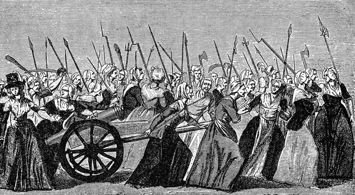 Illustration of a Women's March on Versailles in October 1789.