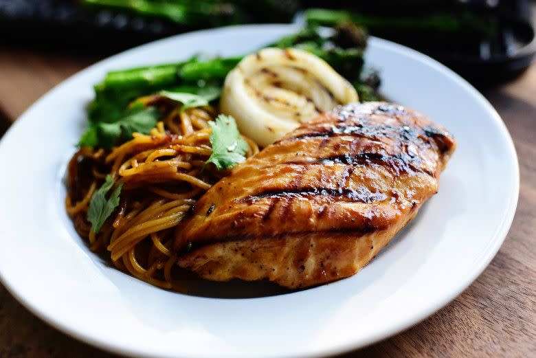 Grilled Peanut Chicken and Broccolini