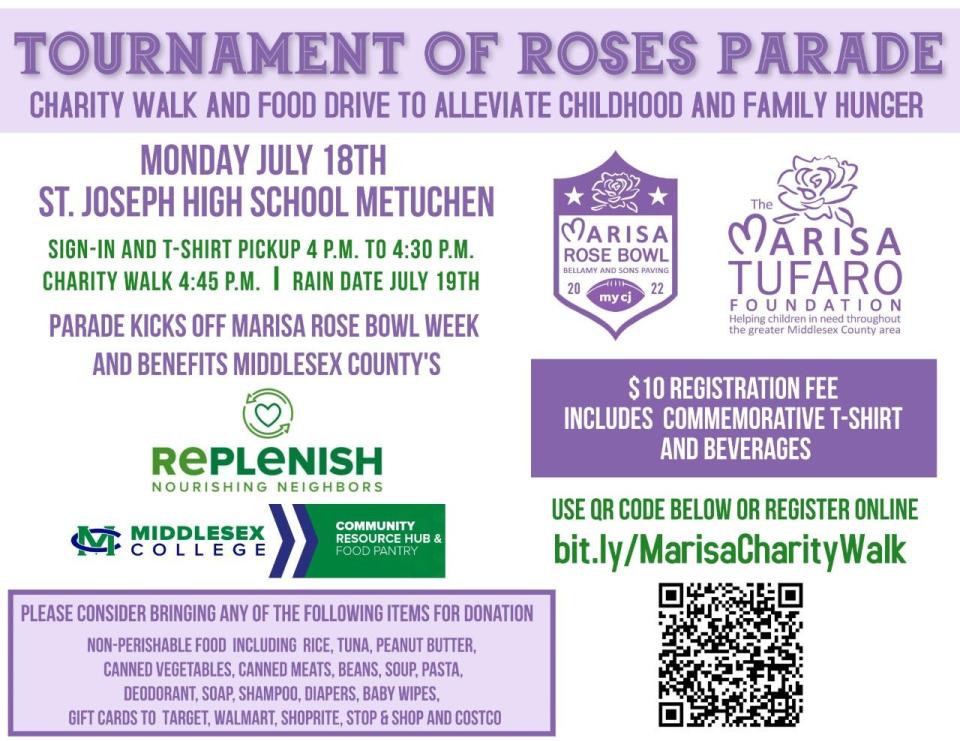 Tournament of Roses Parade Charity Walk and Food Drive on July 18 at Saint Joseph High School in Metuchen