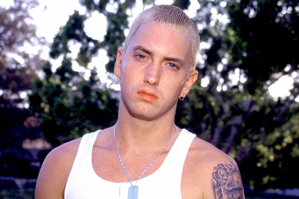 <p>Ron Wolfson/WireImage</p> Eminem in 2000