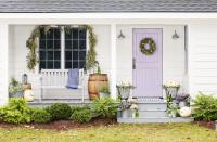 <p>We all need a little more lilac in our lives! You'll have the prettiest front porch on the block with a front door painted in <a href="https://www.sherwin-williams.com/homeowners/color/find-and-explore-colors/paint-colors-by-family/SW6836-novel-lilac" rel="nofollow noopener" target="_blank" data-ylk="slk:Novel Lilac by Sherwin-Williams;elm:context_link;itc:0;sec:content-canvas" class="link ">Novel Lilac by Sherwin-Williams</a>.</p>