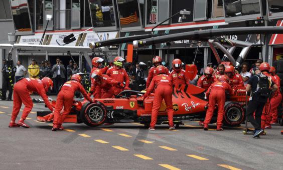 Leclerc was forced to retire after damaging his Ferrari following a puncture (AP)