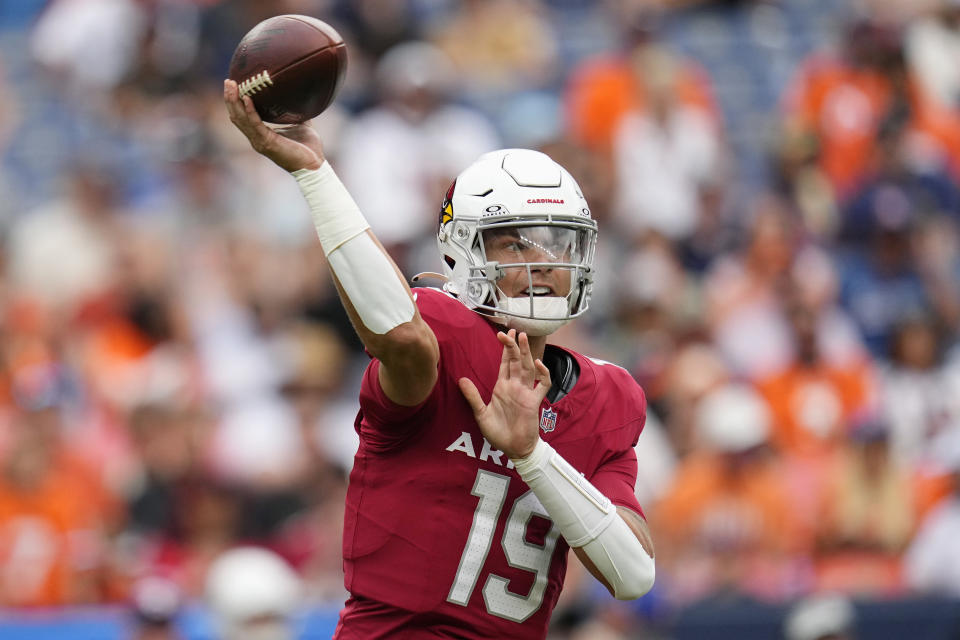 Quarterback Desmond Ridder will be let go by the Arizona Cardinals. (AP Photo/Jack Dempsey)