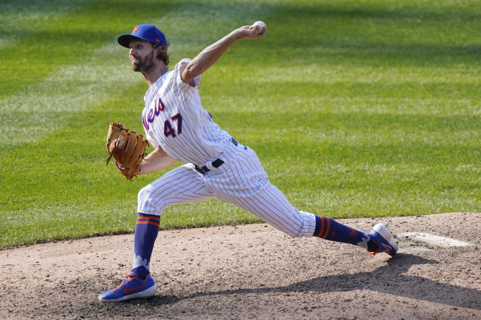 New York Mets relief pitcher Chasen Shreve delivers during the ninth inning of a baseball game against the Philadelphia Phillies, Sunday, Sept. 6, 2020, in New York. (AP Photo/Kathy Willens)