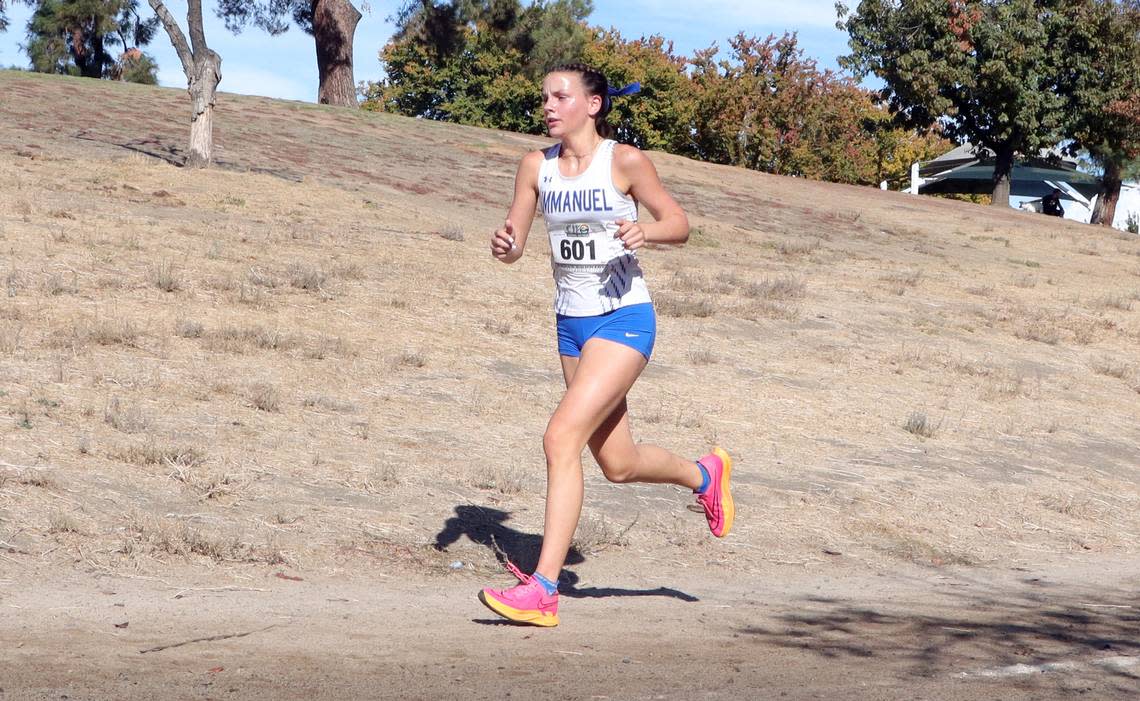 Immanuel High sophomore Clara Riddle won the Division V title (19:04.02) at the CIF Central Section cross country championships at Woodward Park on Nov. 16, 2023.