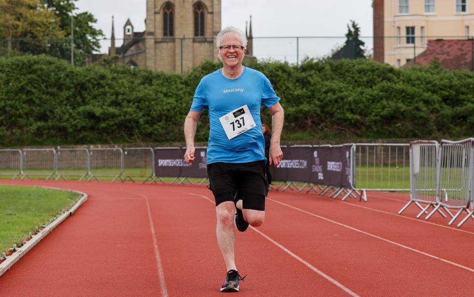 Jim White running on the Iffley Road tack - I tried to replicate Roger Bannister's four-minute mile – but I only lasted a few yards
